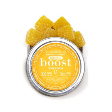 Boost Balanced 1:1 Sour Lemon Gummies (150mg THC / 150mg CBD)