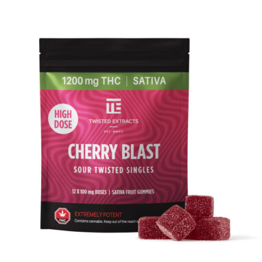 Twisted Extracts – HIGH DOSE Sour Twisted Singles – Cherry Blast (1200mg THC)