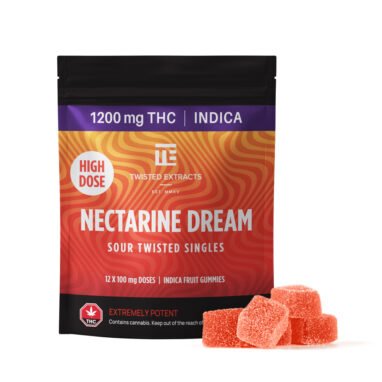 Twisted Extracts – HIGH DOSE Sour Twisted Singles – Nectarine Dream (1200mg THC)