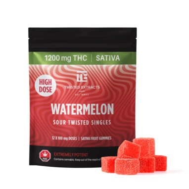 Twisted Extracts – HIGH DOSE Sour Twisted Singles – Watermelon (1200mg THC)